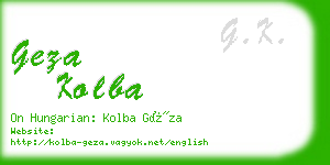 geza kolba business card